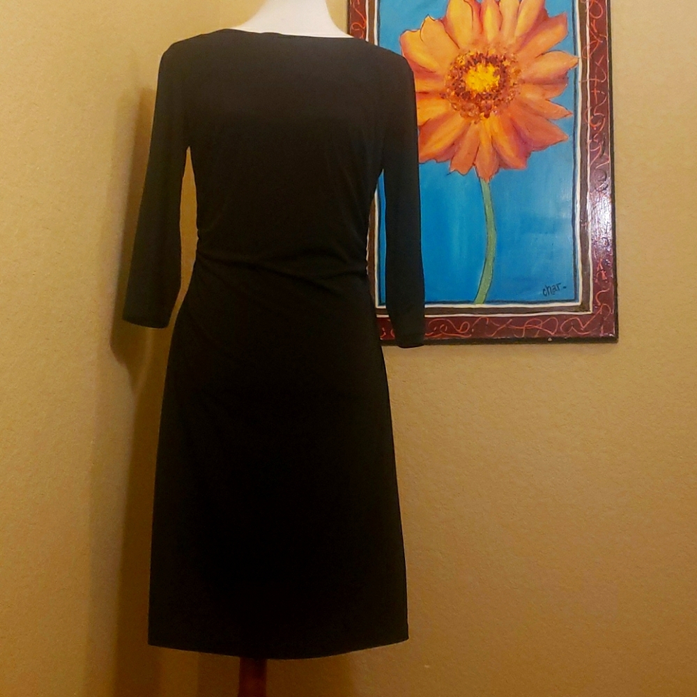 Solid Black Mid Sheath Dress